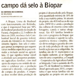 Tribuna Do Norte Economia 12 12 2009a — Biopar — Inove Comunicação Integrada Londrina