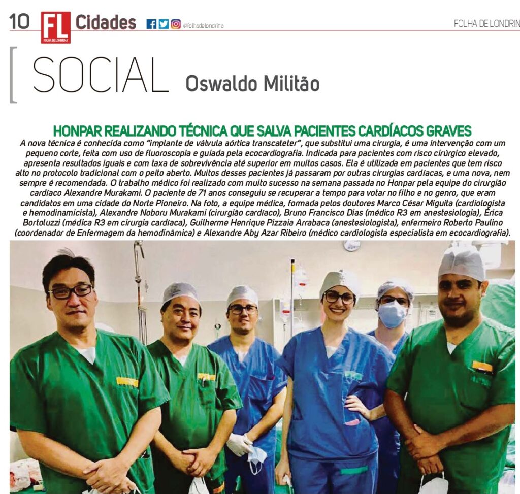 Folha De Londrina(2020 11 19) Page10 Page 0001recorte — HONPAR REALIZA TÉCNICA QUE SALVA PACIENTES CARDÍACOS GRAVES — Inove Comunicação Integrada Londrina